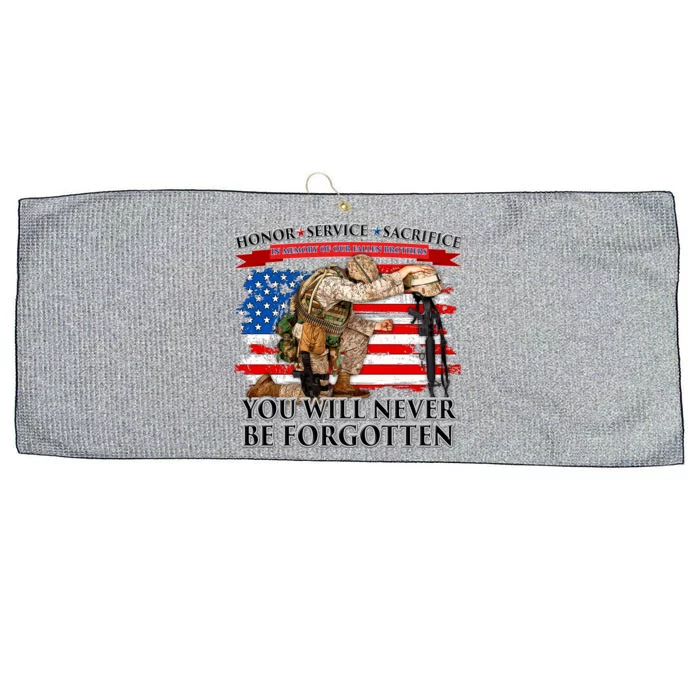 Honor Service Sacrifice You Will Never Be Forgotten Large Microfiber Waffle Golf Towel