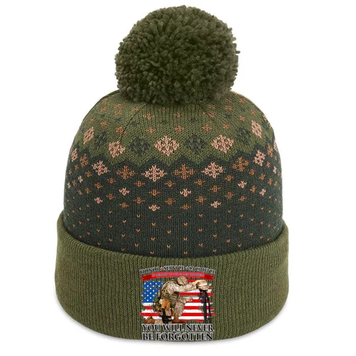 Honor Service Sacrifice You Will Never Be Forgotten The Baniff Cuffed Pom Beanie