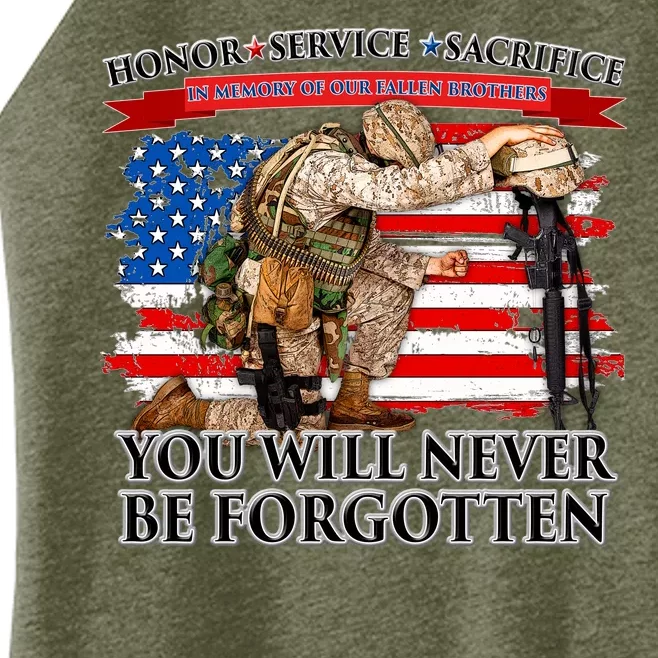 Honor Service Sacrifice You Will Never Be Forgotten Women’s Perfect Tri Rocker Tank