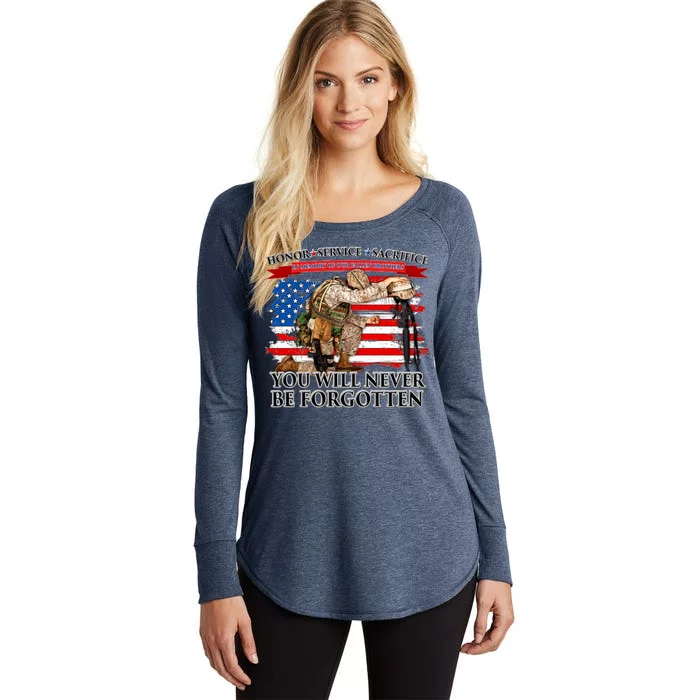 Honor Service Sacrifice You Will Never Be Forgotten Women's Perfect Tri Tunic Long Sleeve Shirt