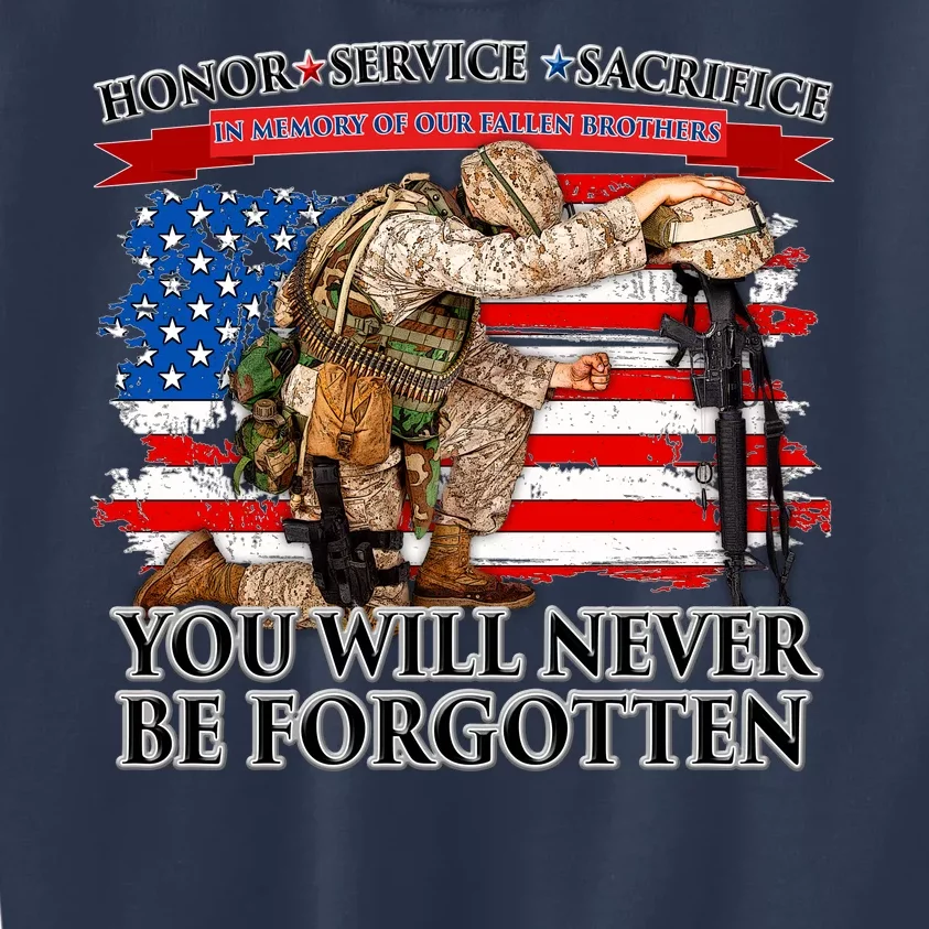 Honor Service Sacrifice You Will Never Be Forgotten Kids Sweatshirt