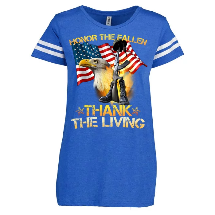 Honor The Fallen Thank The Living Enza Ladies Jersey Football T-Shirt