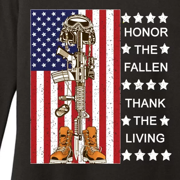 Honor The Fallen Thank The Living Memorial Day Veteran Womens CVC Long Sleeve Shirt