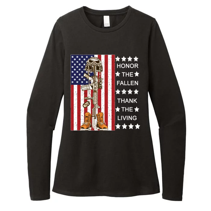 Honor The Fallen Thank The Living Memorial Day Veteran Womens CVC Long Sleeve Shirt