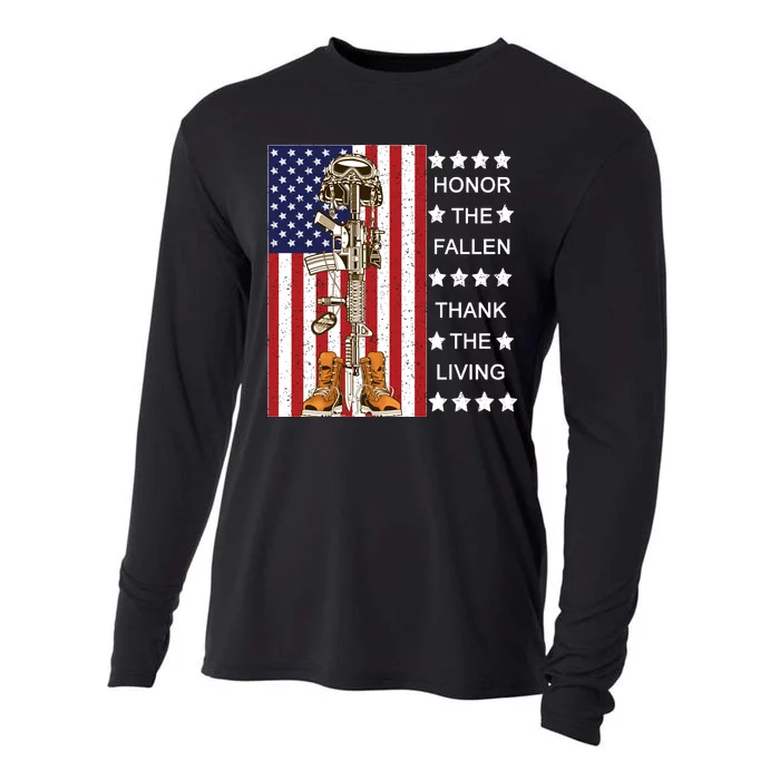 Honor The Fallen Thank The Living Memorial Day Veteran Cooling Performance Long Sleeve Crew