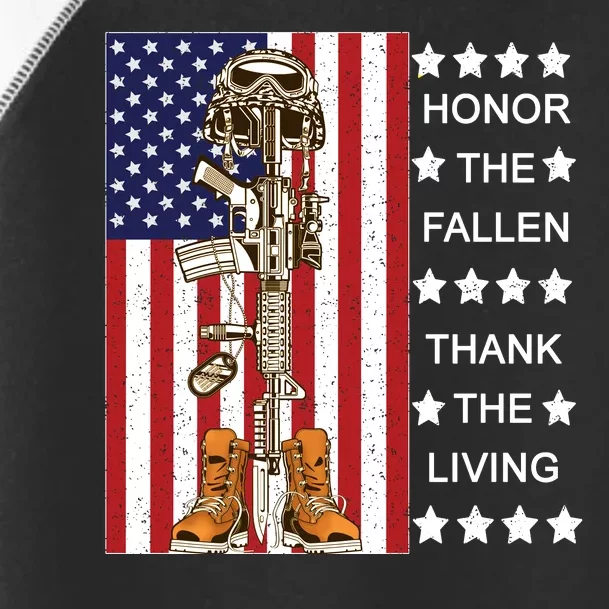 Honor The Fallen Thank The Living Memorial Day Veteran Toddler Fine Jersey T-Shirt