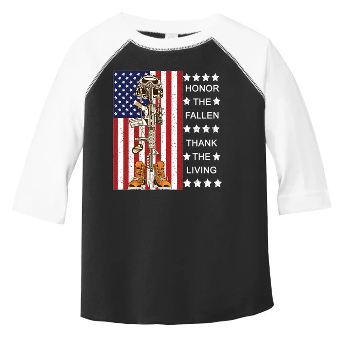 Honor The Fallen Thank The Living Memorial Day Veteran Toddler Fine Jersey T-Shirt