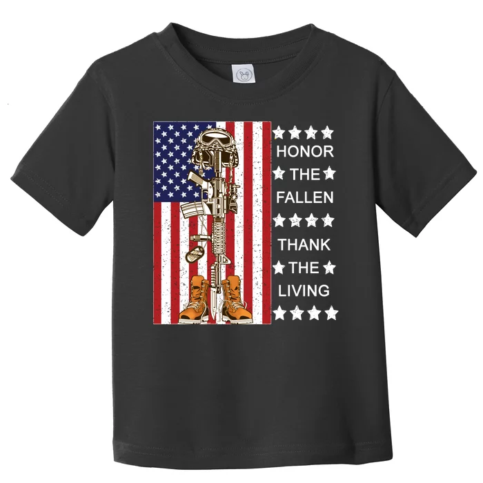 Honor The Fallen Thank The Living Memorial Day Veteran Toddler T-Shirt