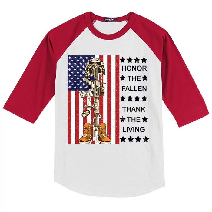 Honor The Fallen Thank The Living Memorial Day Veteran Kids Colorblock Raglan Jersey