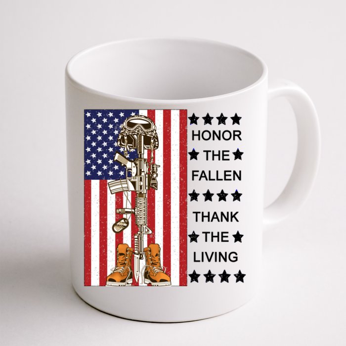 Honor The Fallen Thank The Living Memorial Day Veteran Front & Back Coffee Mug