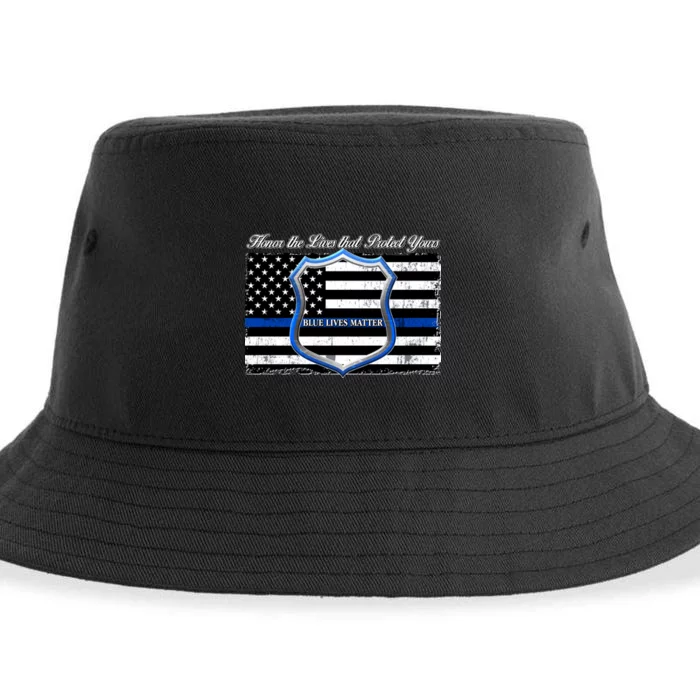 Honor The Lives That Protect Yours Blue Lives Matter Sustainable Bucket Hat