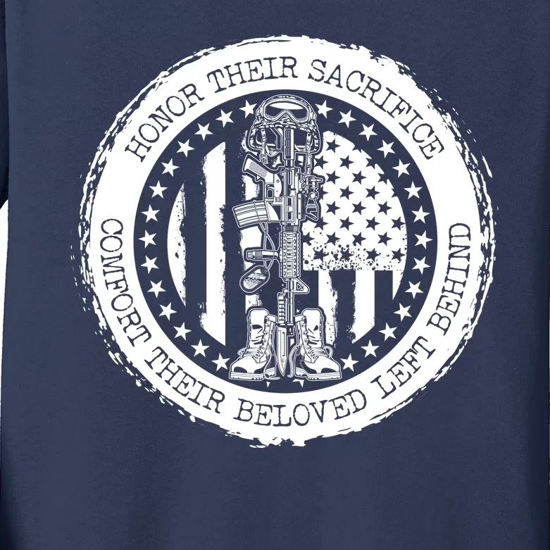 Honor Their Sacrifice Comfort Their Beloved Left Behind Kids Long Sleeve Shirt