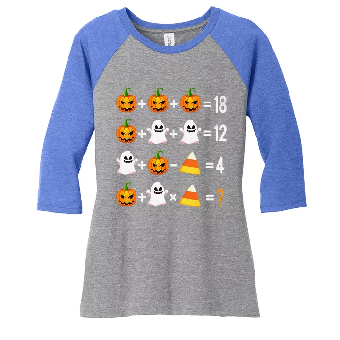 Halloween Order Of Operations Math Halloween Teacher Pumpkin Women's Tri-Blend 3/4-Sleeve Raglan Shirt