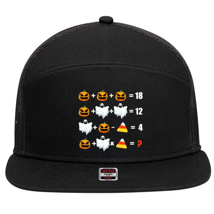 Halloween Order of Operations Math Halloween Teacher pumpkin 7 Panel Mesh Trucker Snapback Hat