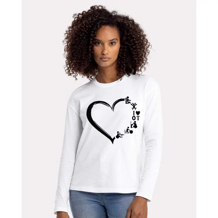 Heart OT Occupational Therapy Funny Therapist Assistant Womens Cotton Relaxed Long Sleeve T-Shirt