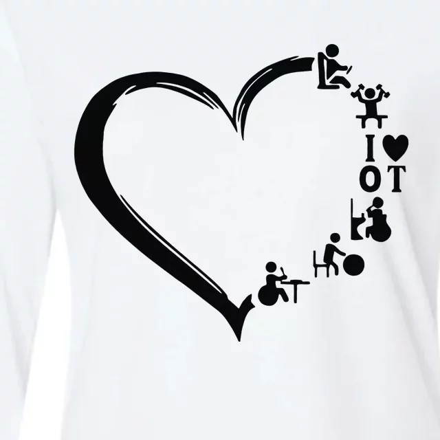 Heart OT Occupational Therapy Funny Therapist Assistant Womens Cotton Relaxed Long Sleeve T-Shirt