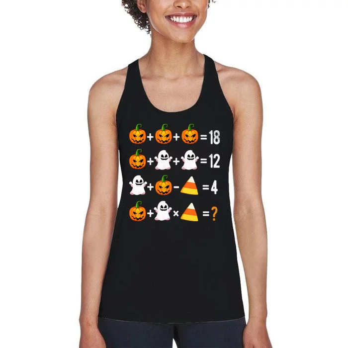 Halloween Order Of Operations Math Halloween Teacher Pumpkin Women's Racerback Tank