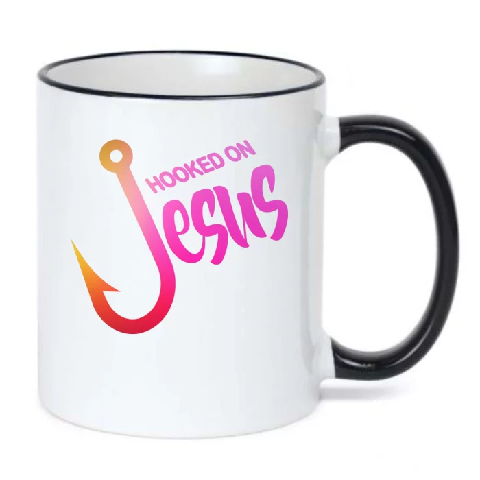 Hooked On Jesus Fish Hook Black Color Changing Mug