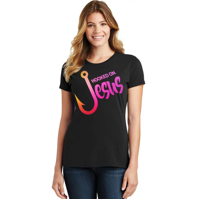 Hooked On Jesus Fish Hook Women's T-Shirt