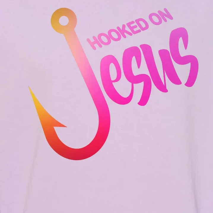 Hooked On Jesus Fish Hook Garment-Dyed Sweatshirt