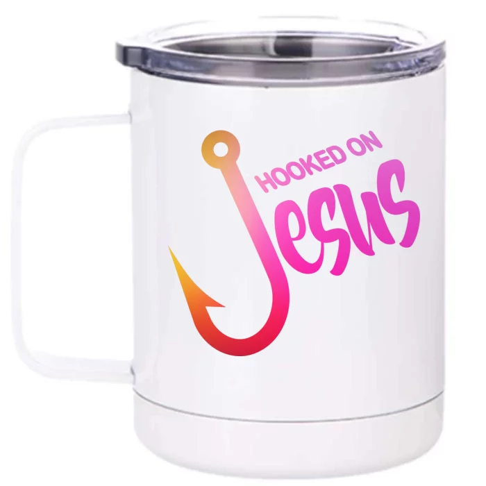 Hooked On Jesus Fish Hook Front & Back 12oz Stainless Steel Tumbler Cup