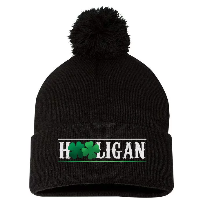 Hooligan Irish Clover St. Patrick's Day Pom Pom 12in Knit Beanie