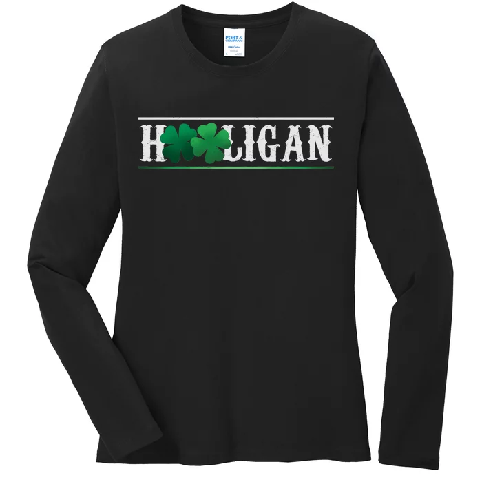 Hooligan Irish Clover St. Patrick's Day Ladies Long Sleeve Shirt