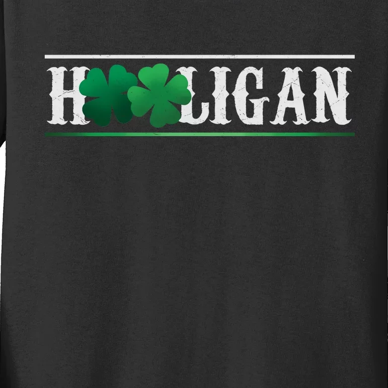 Hooligan Irish Clover St. Patrick's Day Kids Long Sleeve Shirt