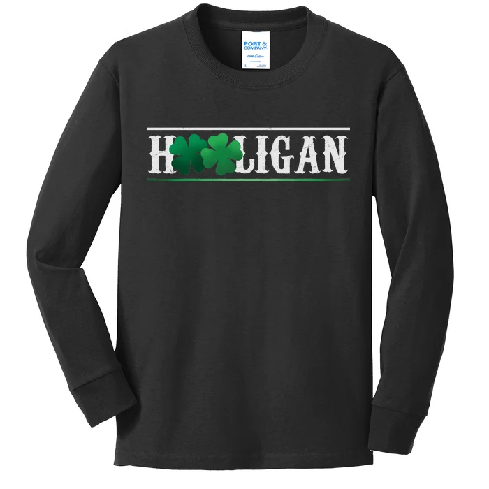 Hooligan Irish Clover St. Patrick's Day Kids Long Sleeve Shirt