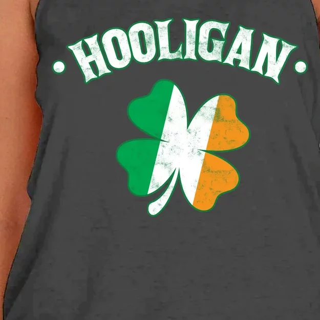 Hooligan Shamrock Ireland Flag Women's Knotted Racerback Tank