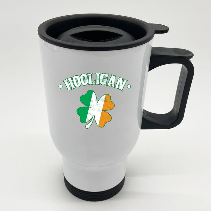 Hooligan Shamrock Ireland Flag Front & Back Stainless Steel Travel Mug