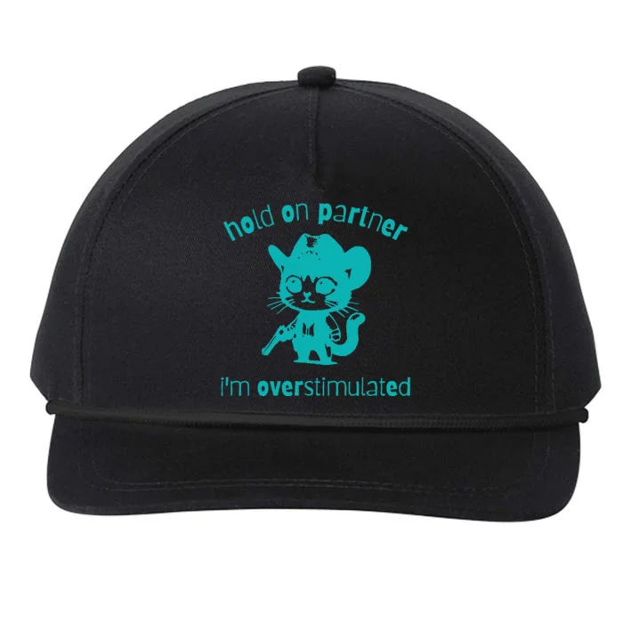 Hold On Partner IM Overstimulated Cat Snapback Five-Panel Rope Hat