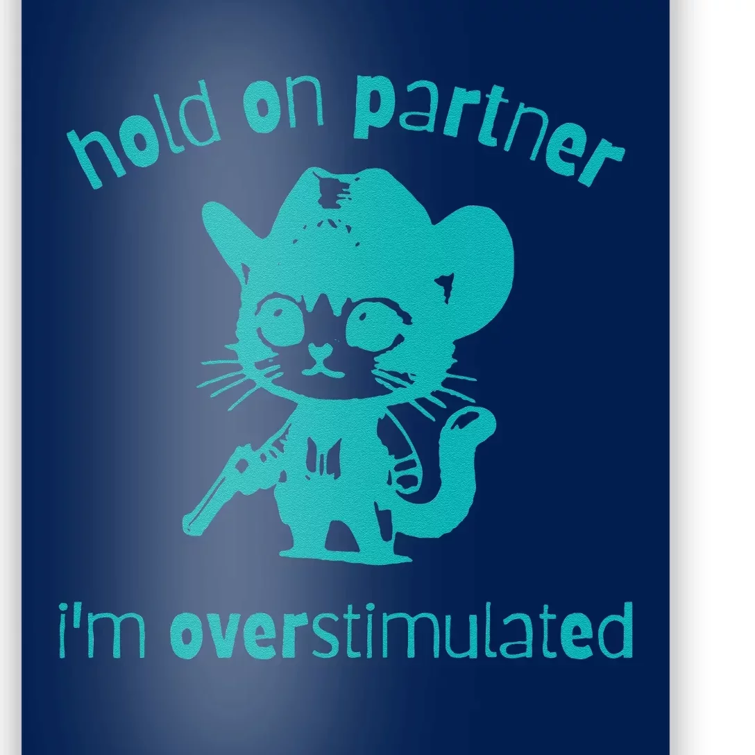 Hold On Partner IM Overstimulated Cat Poster