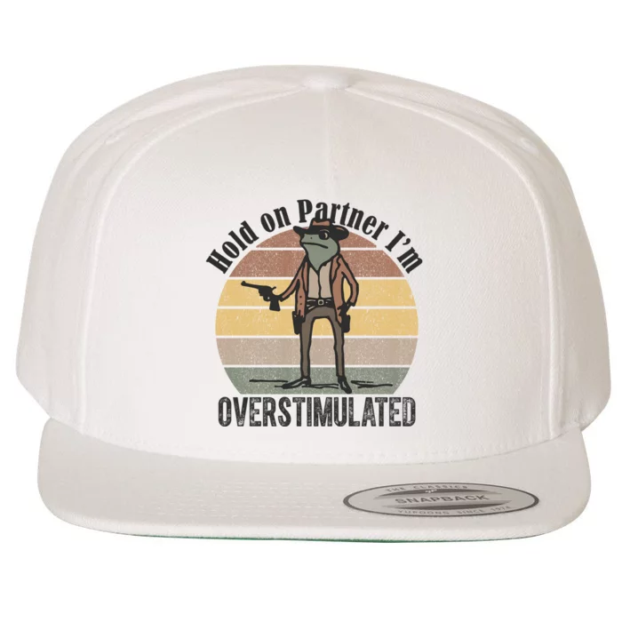 Hold On Partner Im Overstimulated Cowboy Frog Wool Snapback Cap