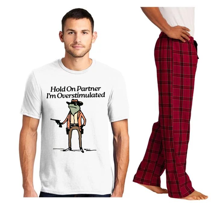 Hold On Partner IM Overstimulated Cowboy Frog Vintage Pajama Set