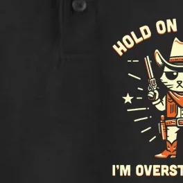 Hold On Partner IM Overstimulated Retro Western Cat Cowboy Dry Zone Grid Performance Polo