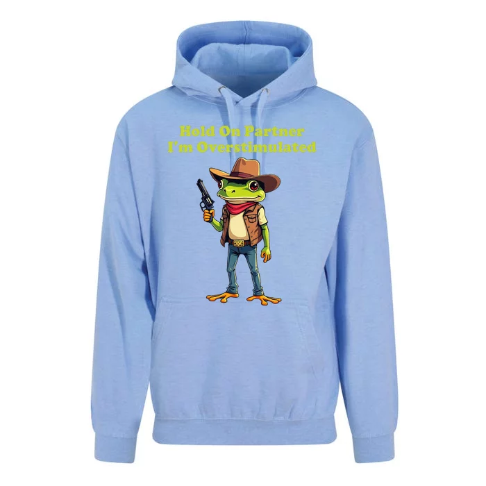 Hold On Partner IM Overstimulated Cow Frog Unisex Surf Hoodie