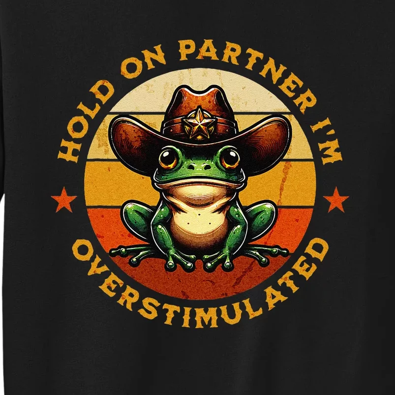 Hold On Partner IM Overstimulated Western Froggy Sheriff Sweatshirt