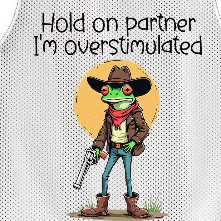 Hold On Partner IM Overstimulated Cow Frog Mesh Reversible Basketball Jersey Tank