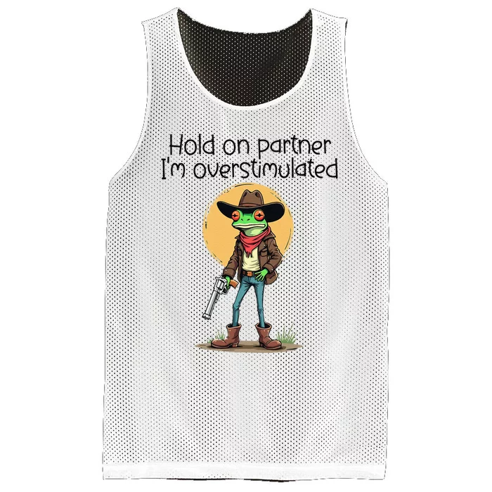 Hold On Partner IM Overstimulated Cow Frog Mesh Reversible Basketball Jersey Tank