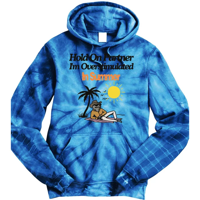 Hold On Partner IM Overstimulated Cow Frog In Summer Tie Dye Hoodie