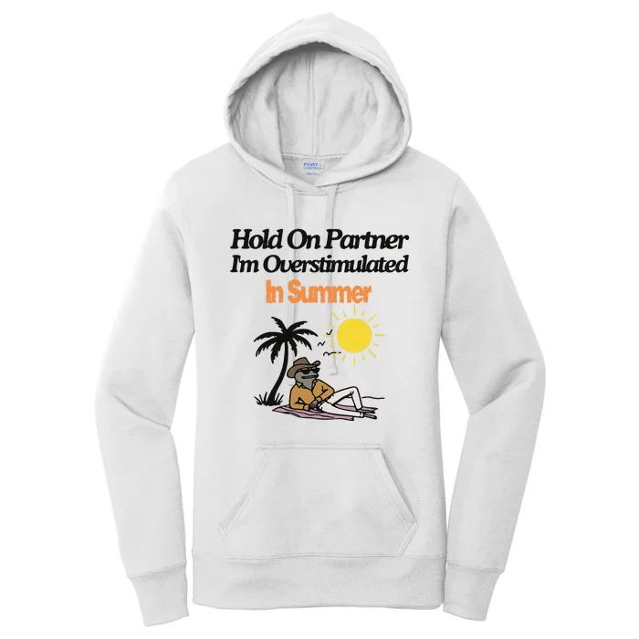 Hold On Partner IM Overstimulated Cow Frog In Summer Women's Pullover Hoodie