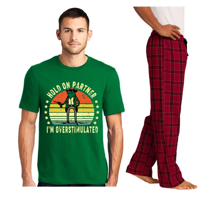 Hold On Partner IM Overstimulated Cowboy Frog Vintage Pajama Set