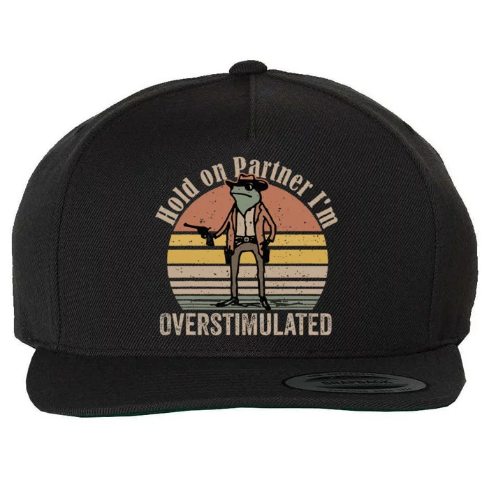 Hold On Partner IM Overstimulated Cowboy Frog Wool Snapback Cap