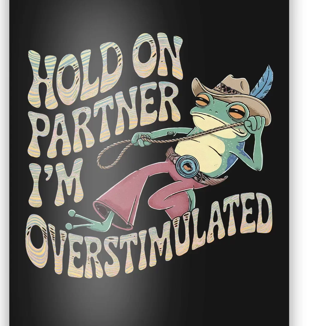 Hold On Partner Cowboy Frog IM Overstimulated Poster