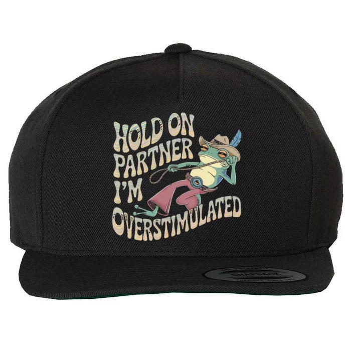 Hold On Partner Cowboy Frog IM Overstimulated Wool Snapback Cap