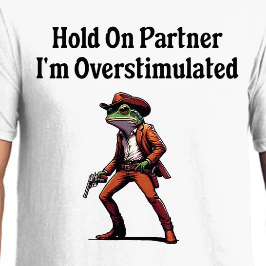 Hold On Partner IM Overstimulated Cow Frog Pajama Set