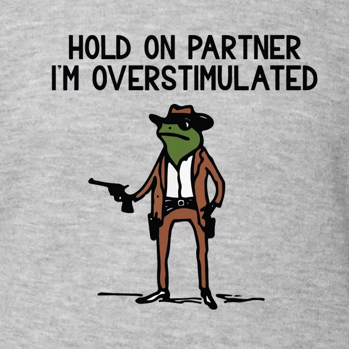 Hold On Partner IM Overstimulated Cowboy Frog Funny Toddler Sweatshirt