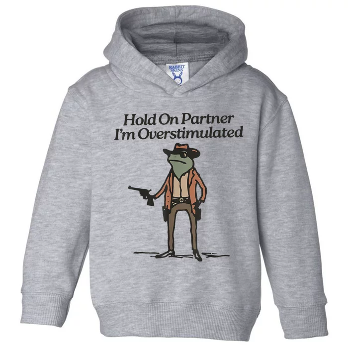 Hold On Partner IM Overstimulated Cowboy Frog Toddler Hoodie