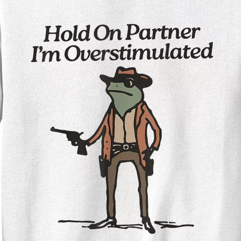 Hold On Partner IM Overstimulated Cowboy Frog Sweatshirt